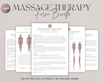 Massage Therapy Forms, Massage Consent, Massage Consultation, Massage Intake Forms, Esthetician Templates, Canva Editable, Instant Downlaod
