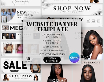 Website Banner Kit, Website Headers, Web Banners, Squarespace Banners, Website Banner Set, Shopify Banner, Editable Canva Templates