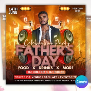 Father&#39;s Day Party Flyer, Father&#39;s Day Invitation Flyer, Best Dad Event Flyer, Party Flyer Template, Social Media Flyer, Instant Download