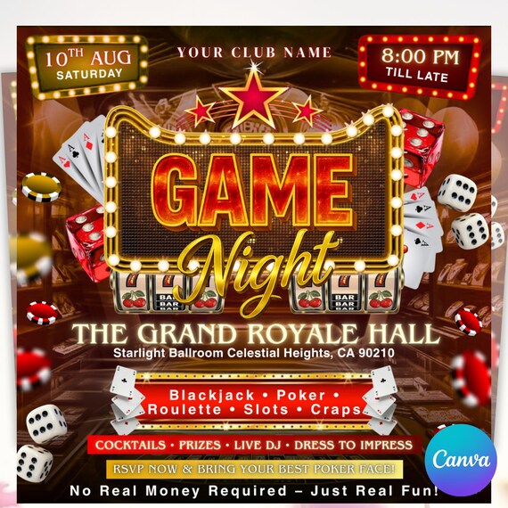 Game Night Flyer Party Club Party Flyer, Adult Event Flyer, , Game Night  Template, Casino Night Flyer, Casino Night, Poker Night Invite - Etsy New  Zealand