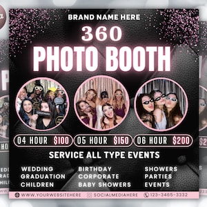 360 Photo Booth Flyer | Event Photography Rental Party| Animated 360 Photo Booth Flyer | Celebration Book Now Flyer | Photo booth Instagram