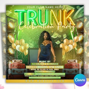 Trunk Party Flyer, Graduation Party Invitation, College Send Off Invitation, Social Media Flyer, Editable Canva Template, Instant Download
