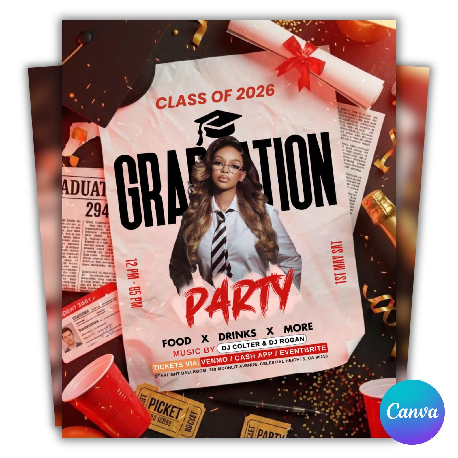 Utcom Invite Graduation Party Flyer, Grad Party Invite, Class of 2026, Graduate ...