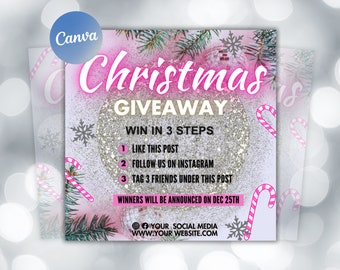 Christmas Raffle Flyer, Christmas Flyer, DIY Flyer Design Template, Giveaway Flyer, Social Media Flyer, Premade Business Flyer