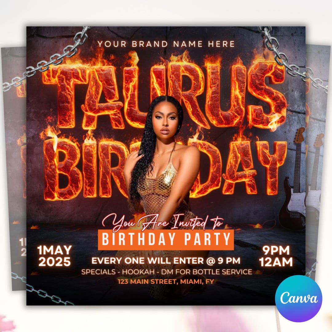Taurus Season Party Flyer, Birthday Szn Flyer, Taurus Invitation Flyer ...