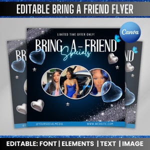 Bring A Friend Booking Flyer, Bring A Friend Special, Bring A Friend Deal, Bestie Deal Flyer, Hair Braids Lashes Wigs Nails Makeup Promotion