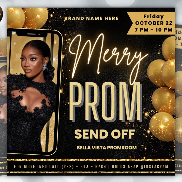 Prom Invitation Flyer, Prom Event Flyer, Prom Invitation, Prom Event Poster, Prom Party Invite, Prom Celebration, Party Flyer Template, Prom