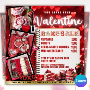 February Bake Sale Flyer, Valentine&#39;s Day Bake Sale Flyer, Sweet Treats Flyer, Valentine&#39;s Day Dessert Flyer,Valentines Sale,Bake Shop Flyer