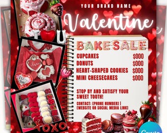 Folleto de venta de pasteles de febrero, folleto de venta de pasteles del día de San Valentín, folleto de dulces, folleto de postres del día de San Valentín, venta de San Valentín, folleto de panadería