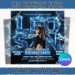 Leo Season Birthday Flyer, Leo Birthday Flyer, Birthday Girl Flyer,Celebration Flyer, Event flyer, Canva Editable Template, Digital Download