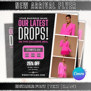 New Arrivals Flyer, Clothing Flyer, Boutique Sale Flyer, New Collection Flyer, Premade Fashion Flyer, Social Media Canva Editable Template