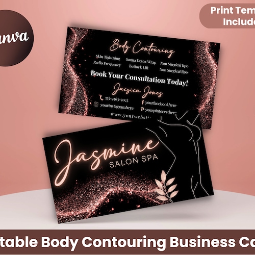 Body Sculpting Business Card Template Body Contouring Card Etsy