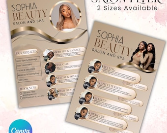 Diy Beauty Salon Flyer Canva Template, Hair Nail Makeup Salon Flyer, Esthetician Beautician Flyer design, Editable, Digital Download