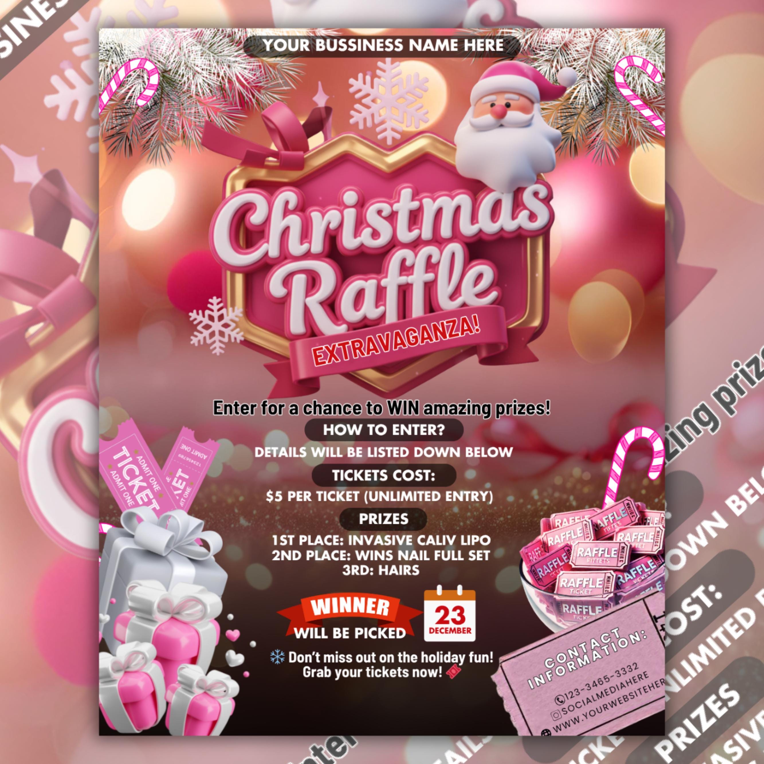 Christmas Raffle Flyer, DIY Flyer Template Design, Raffle Flyer ...