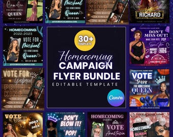 Bearbeitbares Flyer-Bundle für die Heimkehr-Königin, Wahlkampf-Flyer-Paket für die Heimkehr-Königin, Vote for Queen Canva-Vorlage, Vote for Me-Flyer