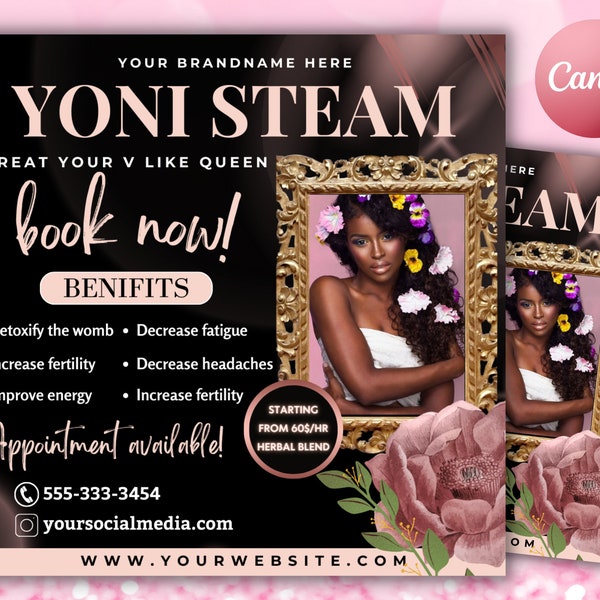 Feminine Hygiene Template, Yoni Steam Flyer, Feminine Care Products, Feminine Care Flyer, Vaginal Care Flyer, Sip And Steam Flyer