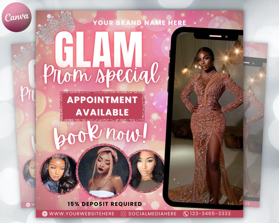 Prom Flyer, Prom Sale Flyer, Glam Prom Flyer, Prom Sendoff Flyer, Prom ...