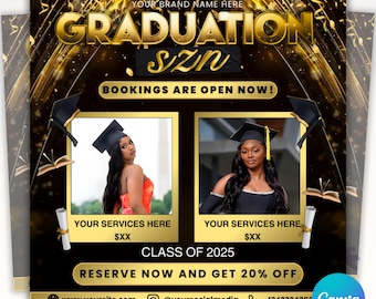 Graduation Booking Flyer, Graduation Special Flyer, Graduation Deals, Grad Books Open,Graduation Nail booking flyer,Hair,MUA Lash Tech Flyer