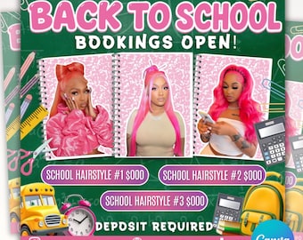 Back to school Booking Flyer, Back To School Special Sale Flyer For Hair,Braids,Nails,Lashes,Makeup, Back 2 School Appointment Flyer