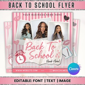 Back To School Flyer, Back to school sale flyer, Back to school hair flyer, DIY canva template, Back 2 School Flyer, Braid Special Flyer