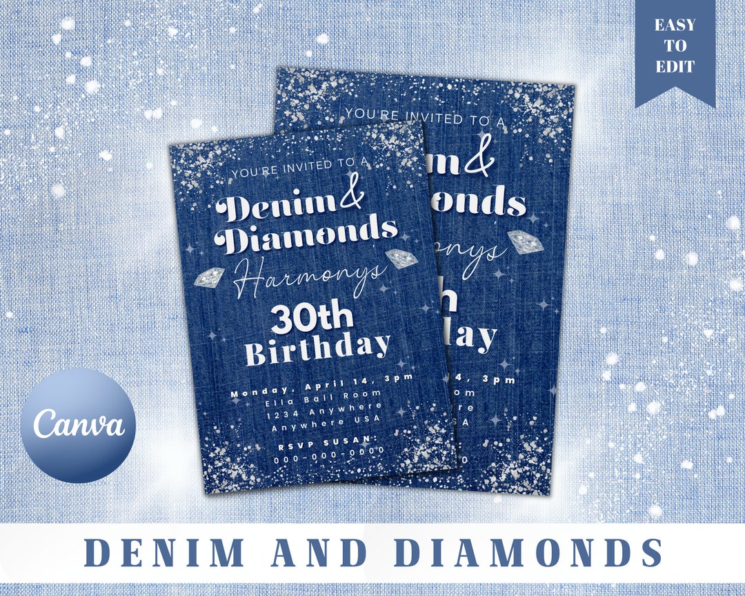 Night Out Invitation Template, Denim Diamonds, Ladies Night Out