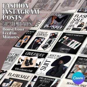 Fashion Insta Post, Instagram Clothing Brand, Fashion Instagram Templates, Instagram Stories, Canva Editable, Instant Download