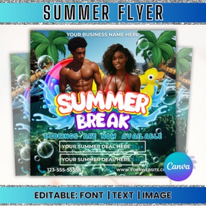 Summer Party Flyer, Summer Beach Party Flyer, Dj Pool party flyer, Party Invitation, Birthday flyer, Summer break flyer, summer event flyer