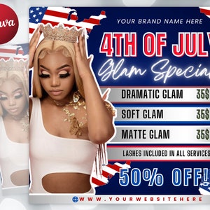4th of July Flyer, 4th of July Makeup Deals Flyer, Independence Day Flyer, DIY Flyer Template,Social Media Post,Canva Flyer,Instant Download