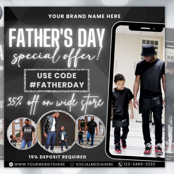 Father's Day Special Offer Flyer, Book Now Flyer, Hair Nails Lashes Mua Flyer, Wig Install Flyer, Social Media Flyer, Flyer Template