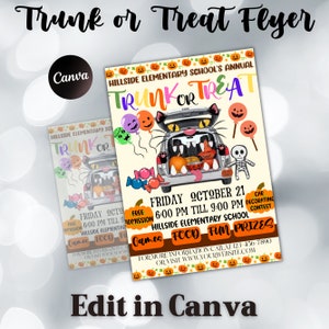 EDITABLE Trunk or Treat, Halloween Flyer, Trunk or Treat Invitation Printable Halloween Invitation, Community Event, Halloween Party Invite