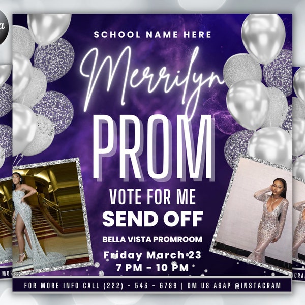 Prom Invitation, Prom Send Off Flyer, Prom Invitation Flyer, Prom Flyer, Prom Sale Flyer, Prom Party Invite, Editable Template in Canva