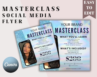 Masterclass Social Media Flyer, Social Media Flyer, Masterclass Makeup Branding Template