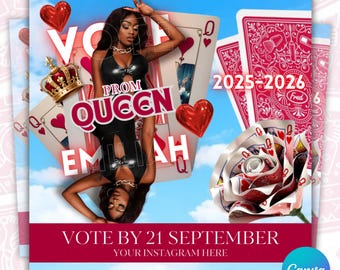 Vote Prom Queen Flyer, Prom Flyer, Vote Prom Campaign Flyer, Class Campaign Flyer, Campaign Flyer, High School Prom Flyer, Canva Template