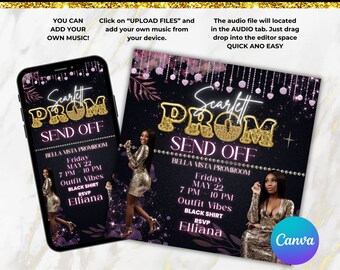 Prom Invitation, Prom Send Off Flyer, Prom Invitation Flyer, Prom Flyer, Prom Sale Flyer, Prom Party Invite, Editable Template in Canva