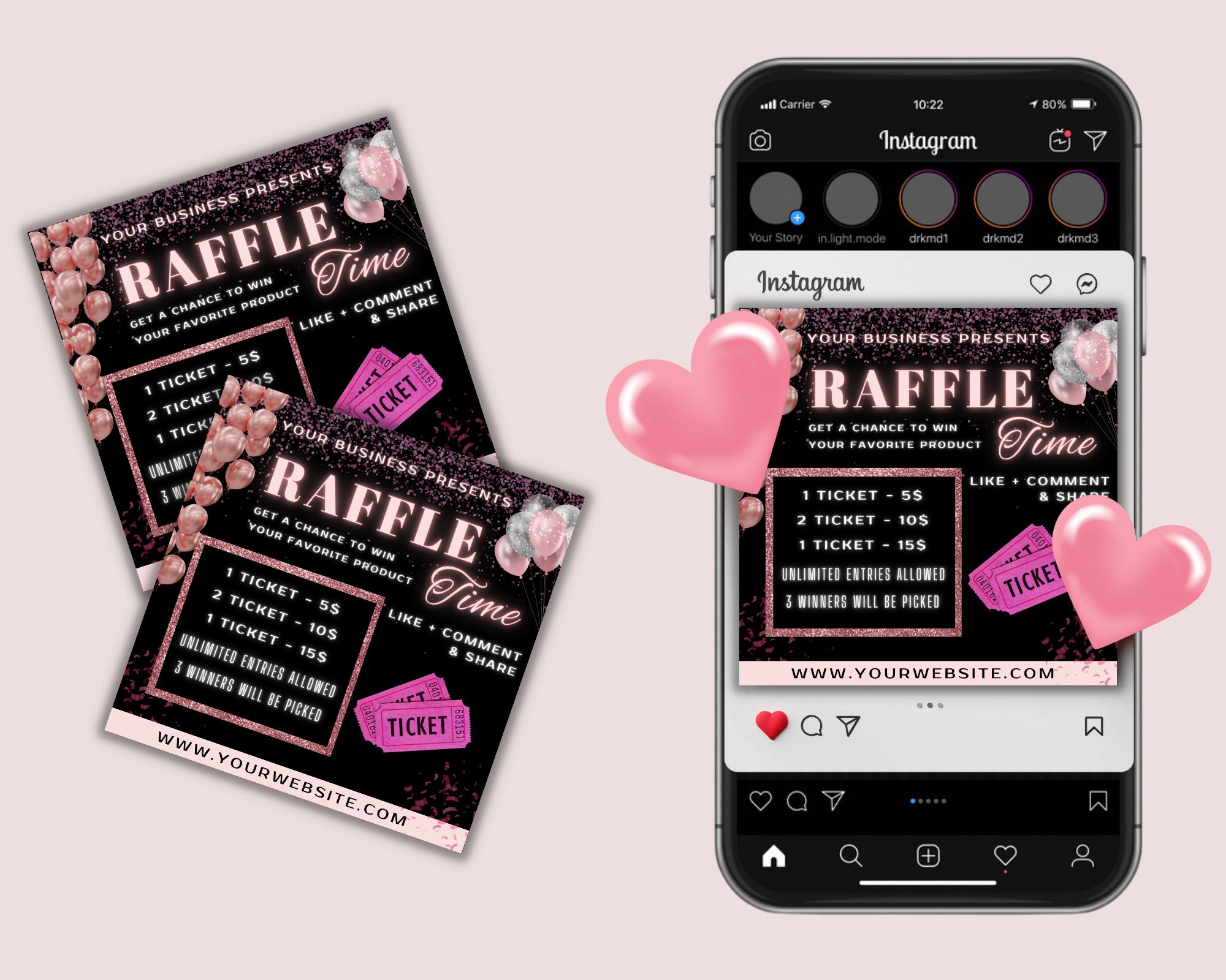 Raffle Ticket Poster, Social Media Flyer, Flyer Design, Raffle Ticket
