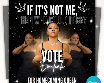 Homecoming Flyer, Vote Homecoming Queen Flyer, Campaign Flyer, Class Campaign Flyer, Prom Queen Flyer, Election Flyer, Canva Templates
