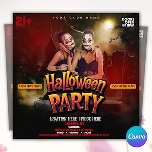 Halloween Flyer, Halloween Party Flyer, Halloween Party Einladung, Halloween Szn, Social Media Flyer, Canva Editierbar, sofortiger Download