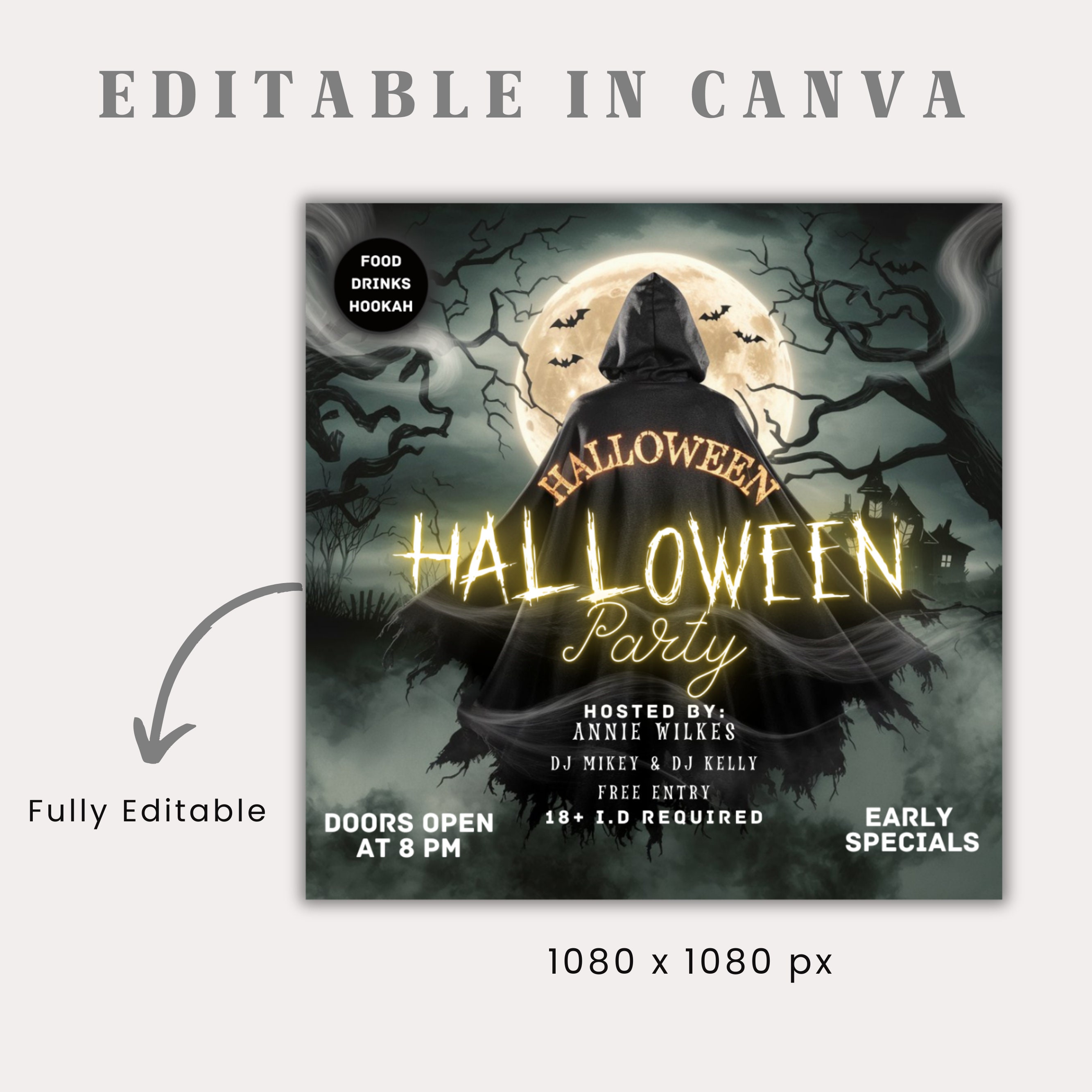 Editable Spooky Halloween Party Flyer, Adult Costume Party Template, Horror  Night Club DJ Flyer, Scary Canva Halloween Szn Invite - Etsy Israel, image size:2667x2667