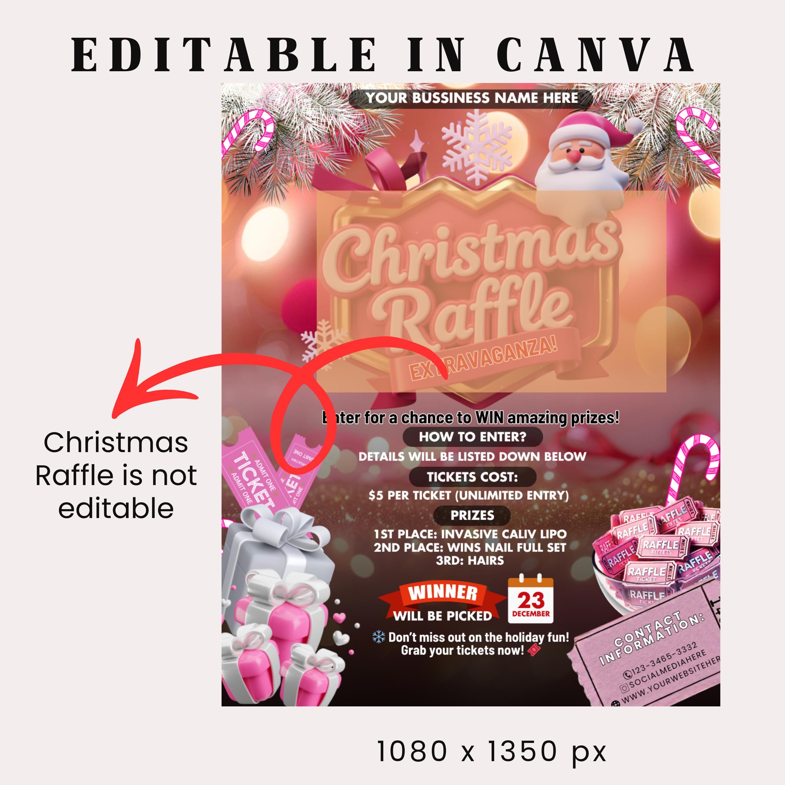 Christmas Raffle Flyer, DIY Flyer Template Design, Raffle Flyer ...