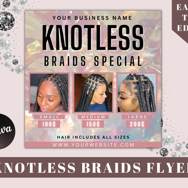 Braids Flyer, Braid Special Flyer, Knotless Braids Flyer, Braids Flyer, Hair Pricing Flyer, Wig Flyer, Hair Sale Flyer, Beauty Flyer