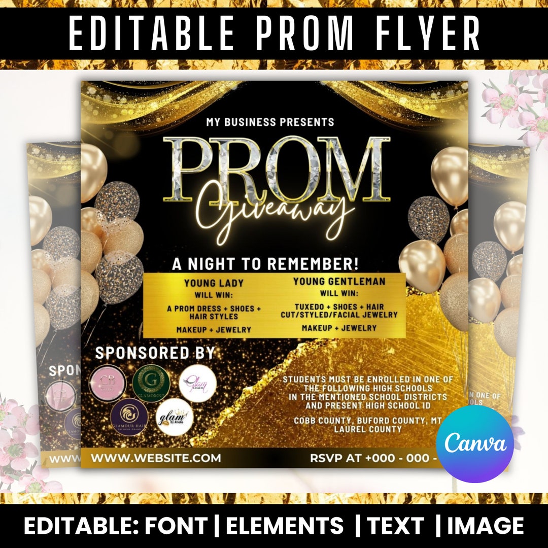 Prom Give Away Flyer, Prom Sale Flyer, Hairstylist Flyer, Makeup ...