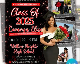 Graduate Flyer, Graduation Party, Graduation Invitation, Grad She Did It Party, Class Of 2025 Flyer, Grad Announcement Flyer, Canva Template