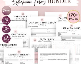 Esthetician Intake Forms Bundle, Editable Esthetician Consent Forms, Beauty Consultation Forms, Facial, Waxing, Body Sculpting Form Template