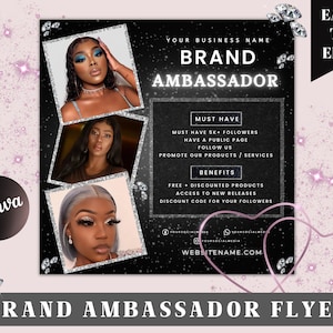 Ambassador Flyer Template, Brand Ambassador Flyer, Lash Ambassador, Makeup Ambassador, Brand Exposure, Ambassador Contract