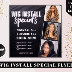 Wig Install Template, Wig Install Flyer, Hair Price List, Booking Template, Salon Price List, Editable Price List, Wig Flyer