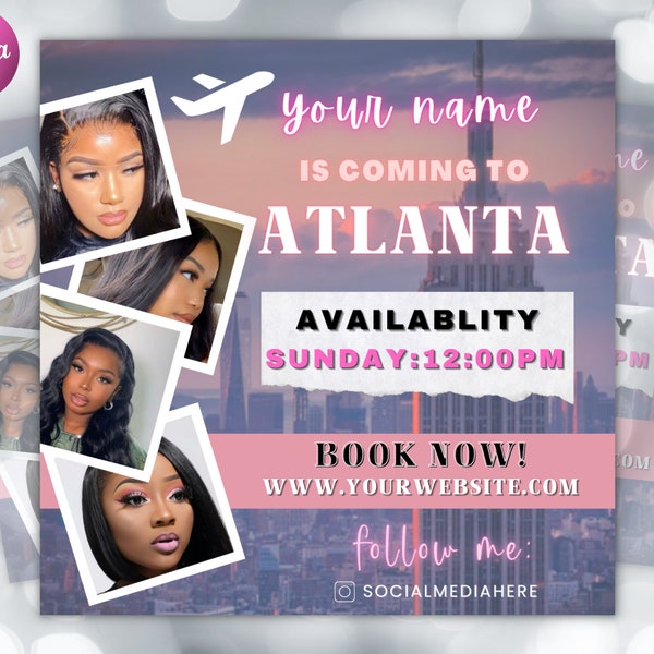 Travel Beauty Stylist Flyer, Traveling Business Flyer, DIY Book Now Appointments, Traveling Hairstylist, Editable Canva Template