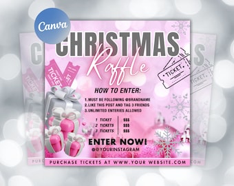 Christmas Raffle Flyer, Christmas Flyer, DIY Flyer Design Template, Giveaway Flyer, Social Media Flyer, Premade Business Flyer