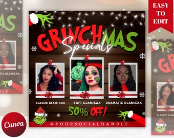 Christmas Beauty Special Flyer, Now Beauty Makeup MUA Lashes, Hair Stylist Flyer, Beauty Flyer, Christmas Sale Flyer