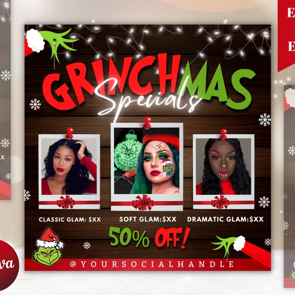 Christmas Beauty Special Flyer, Now Beauty Makeup MUA Lashes, Hair Stylist Flyer, Beauty Flyer, Christmas Sale Flyer