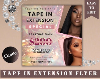 Tape In Extension Flyer, Tape In Extension, Hair Flyer Fall, Diy Hair Flyer, Hair Extension Post, Tape In Flyer